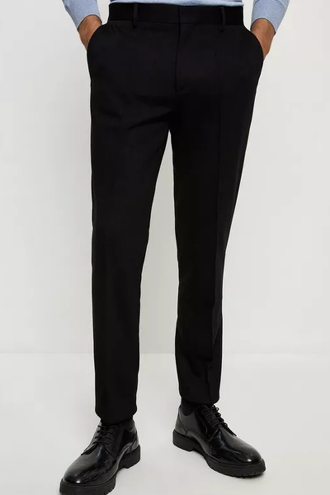 Slim Fit Black Jersey Trousers