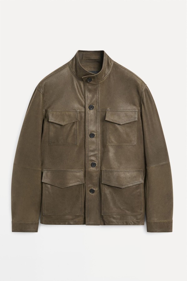 Distressed-Effect Goatskin Leather Jacket from Massimo Dutti