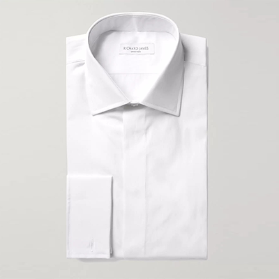 White Slim-Fit Double-Cuff Cotton-Poplin Shirt from Richard James