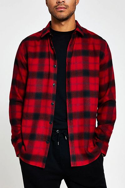 Red Regular Fit Check Shirt