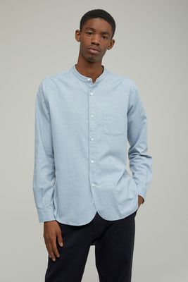 Cotton Shirt With Stand-Up Collar