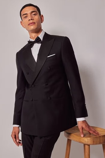 Wool Double Breasted Slim Fit Dinner Suit Jacket