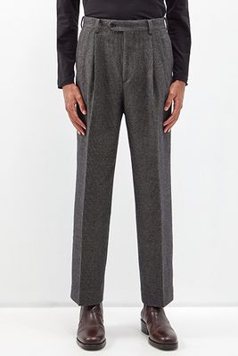 Pleated Cotton-Blend Tweed Trousers from Auralee