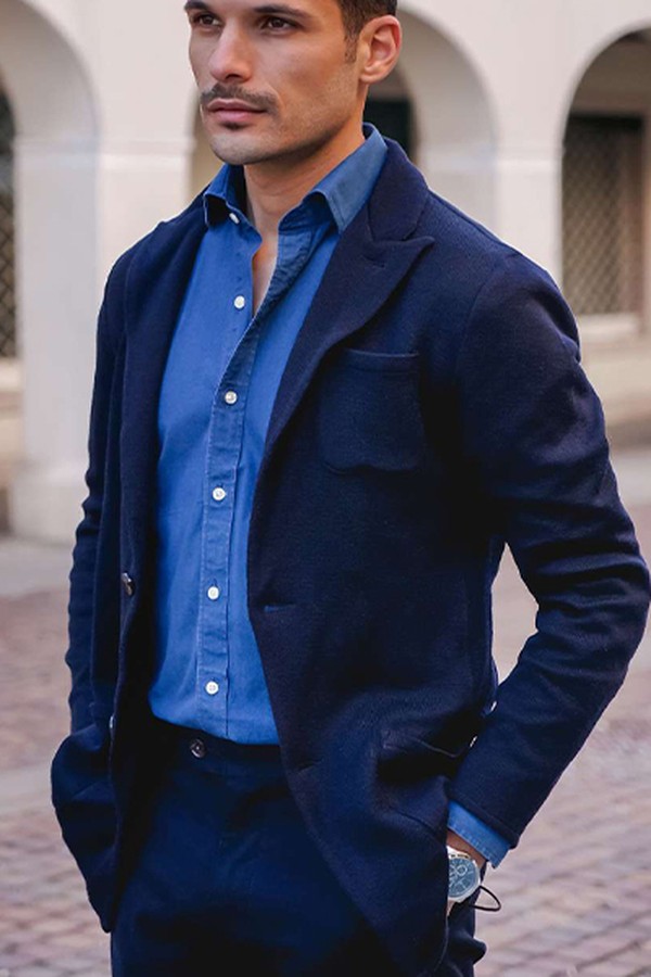 Blue Knitted Blazer from John Henric