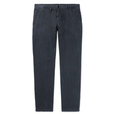Navy Crigan Slim-Fit Linen Trousers from Hugo Boss