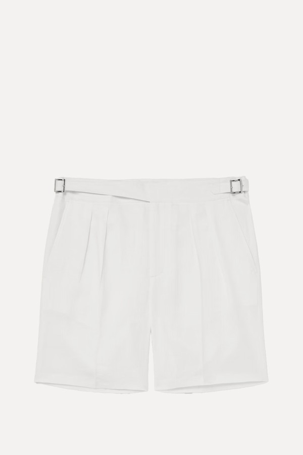 Straight-Leg Pleated Linen Bermuda Shorts from MR P.