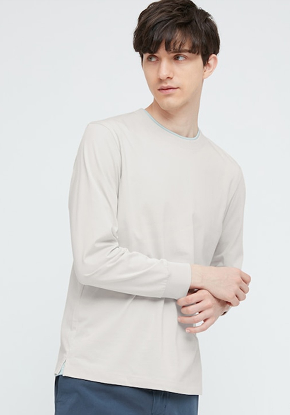 Cotton Crew Neck Long Sleeved T-Shirt