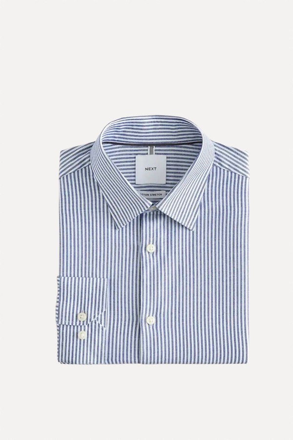 Stripe Slim Fit Cotton Stretch Long Sleeve Formal Shirt