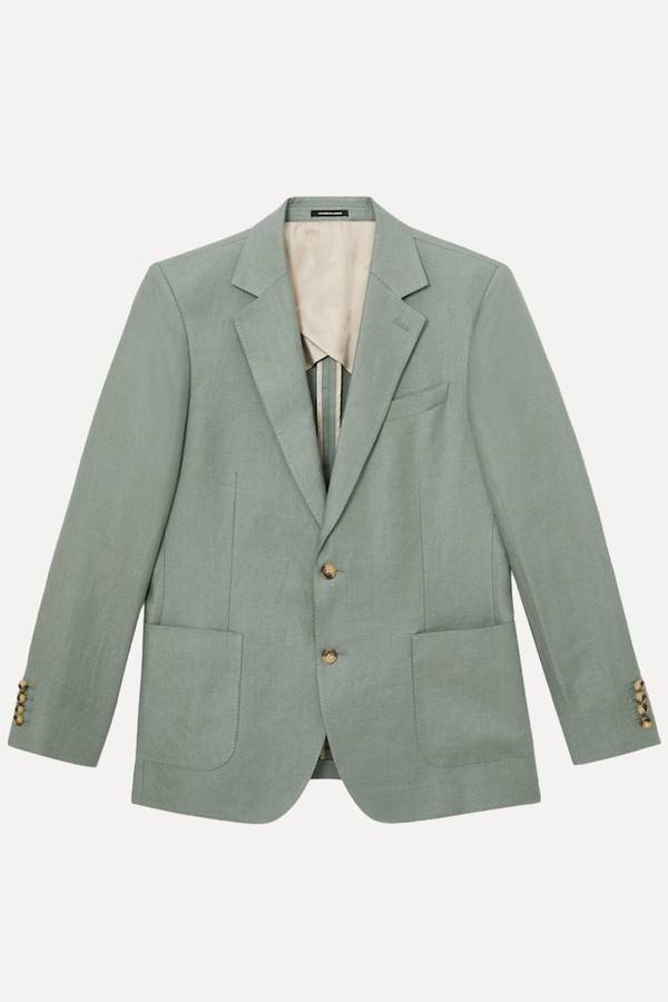Tailored Fit Linen-Twill Single-Breasted Blazer from Reiss
