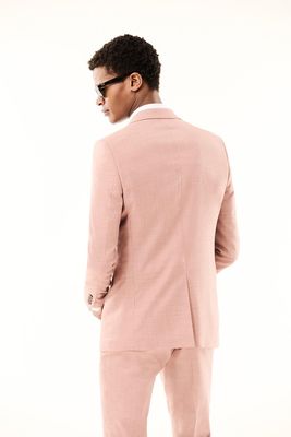 Pink Sharkskin Skinny Fit Suit Blazer