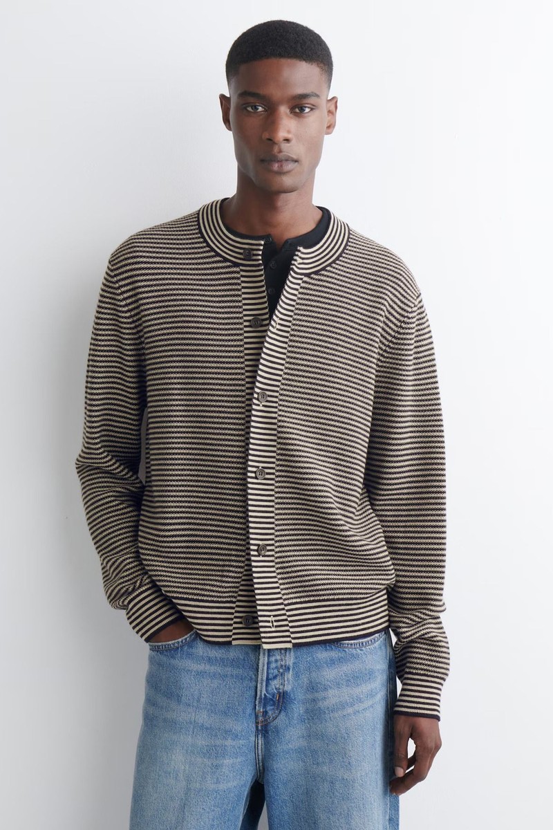 Striped Merino Wool Cardigan