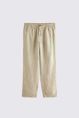 Stone Natural Edit-Relaxed 100% Linen Elasticated Waist Trousers