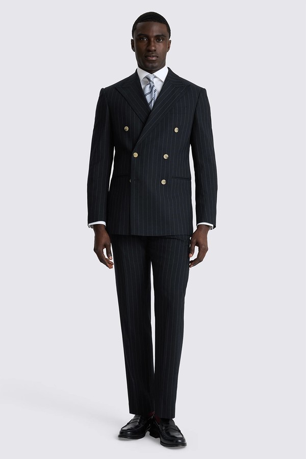 Tailored Fit Navy Stripe Suit from Moss