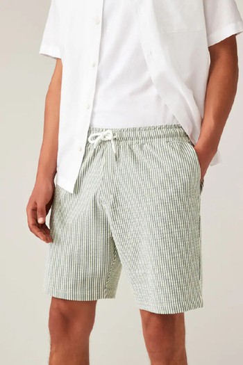 Seersucker Striped Jersey Shorts