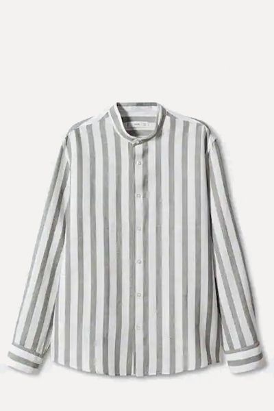 Regular-Fit Striped Linen Shirt from Mango