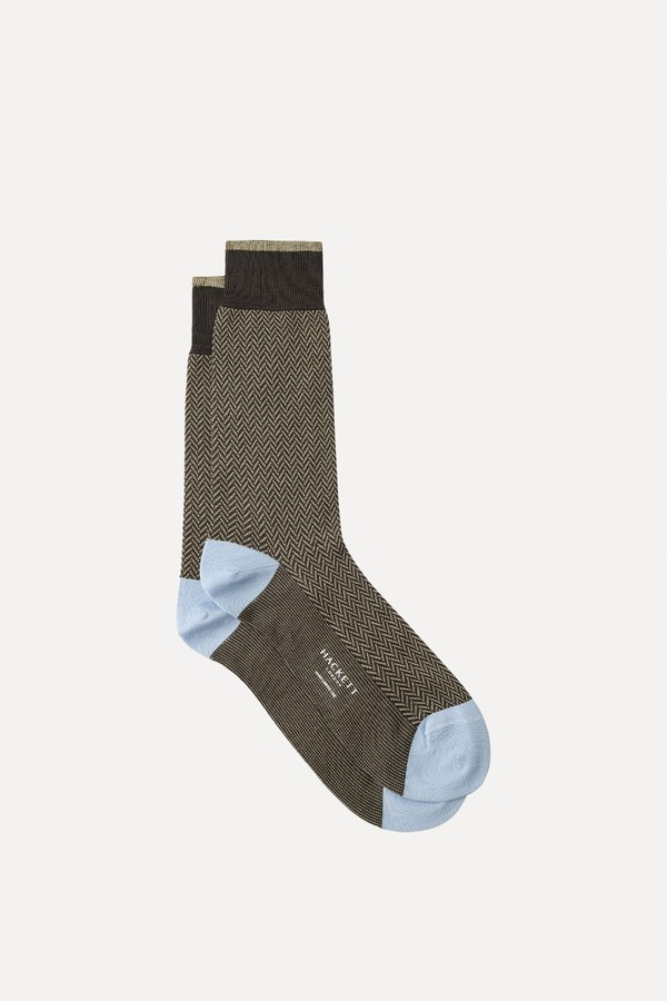 x from Mercerised Cotton Herringbone Socks, £26 | Hackett