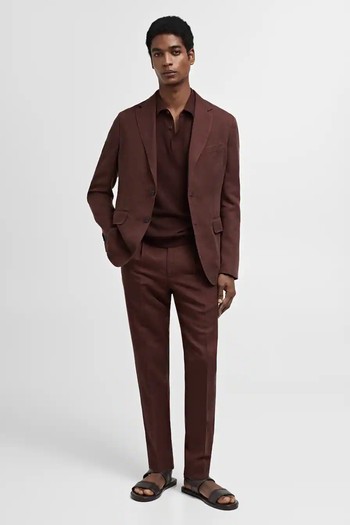 Slim Fit Linen Suit Blazer from Mango 