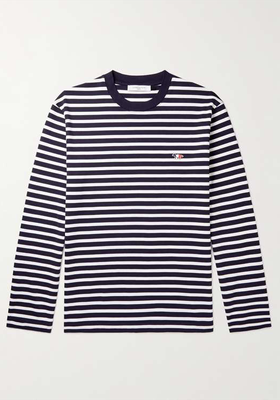 Logo-Appliquéd Striped Cotton-Jersey T-Shirt