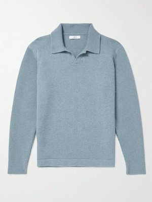 Ribbed Boiled Wool Polo Shirt from MR P.