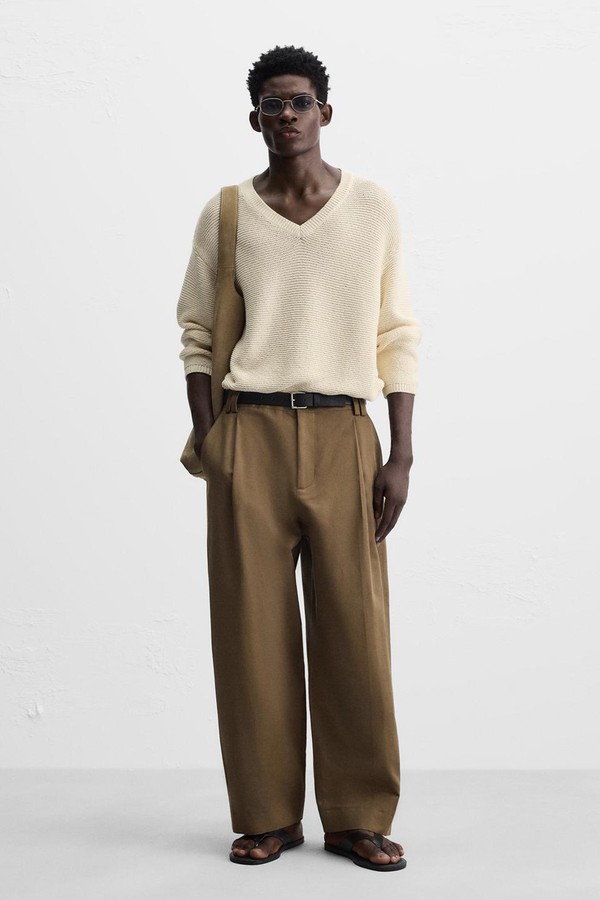 Cotton Linen Balloon Fit Trousers from Zara