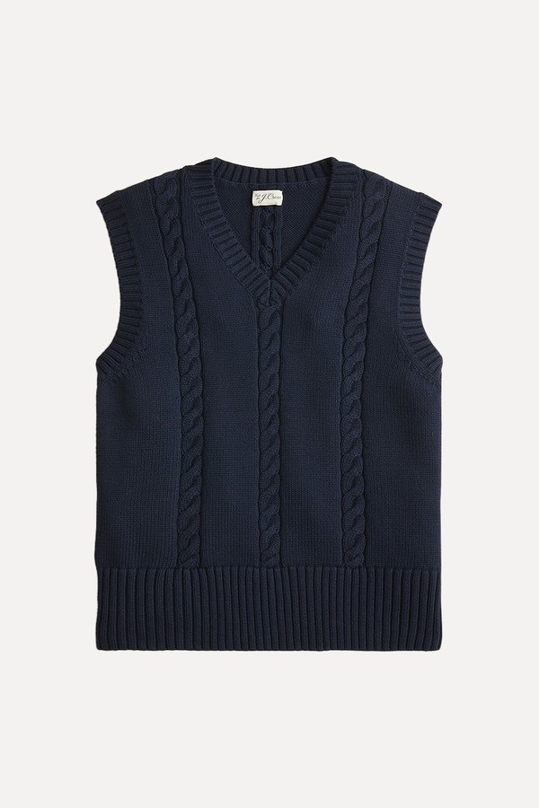 Cotton Cable Knit Sweater Vest from J.Crew