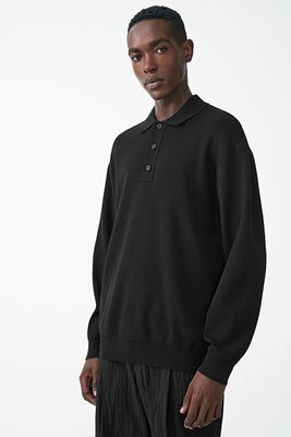 Knitted Long-Sleeve Polo Shirt
