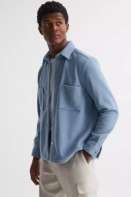 Long Sleeve Press Stud Brushed Overshirt from Reiss