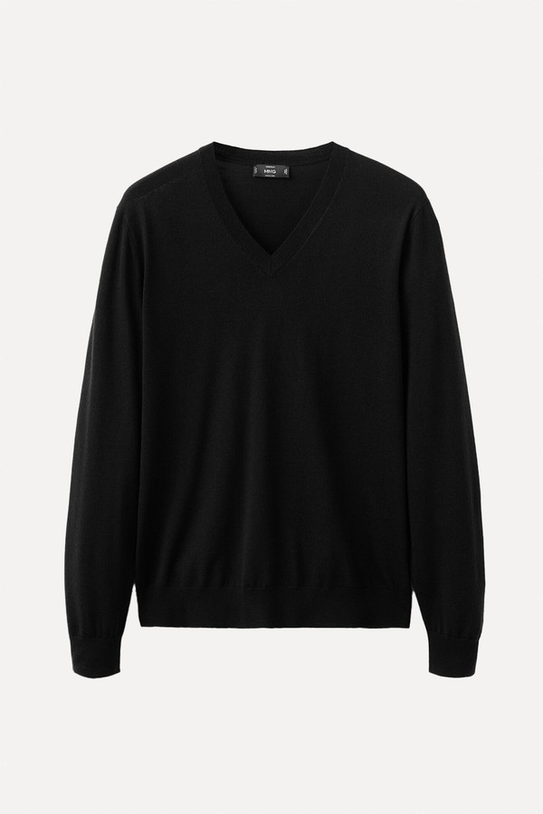 100% Wool V-Neck Sweater from Mango