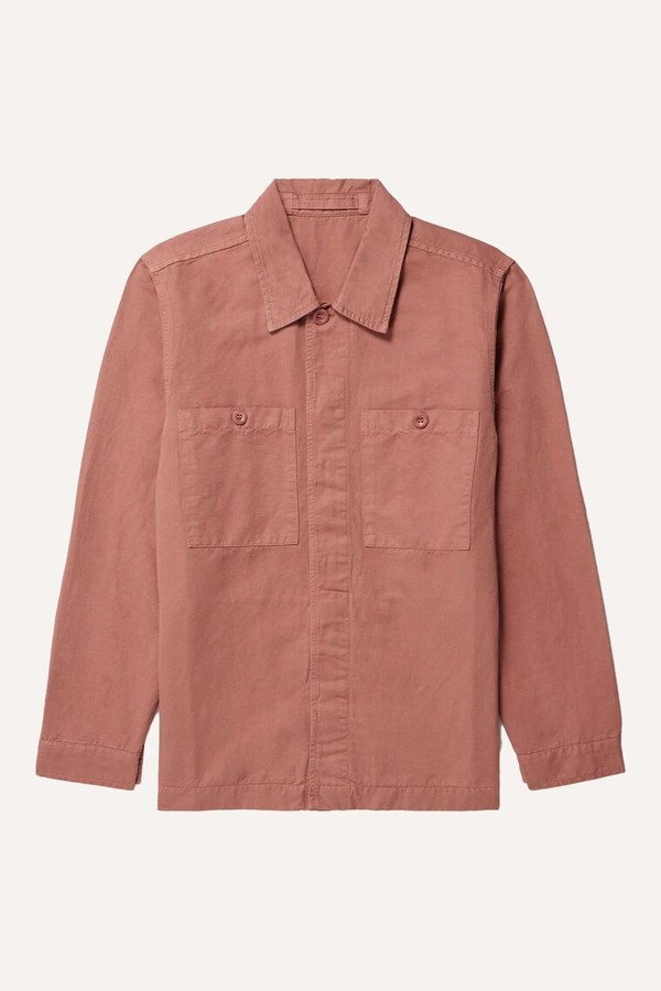 Garment-Dyed Cotton and Linen-Blend Twill Overshirt