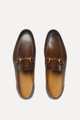 Jordaan Horsebit Burnished-Leather Loafers from Gucci