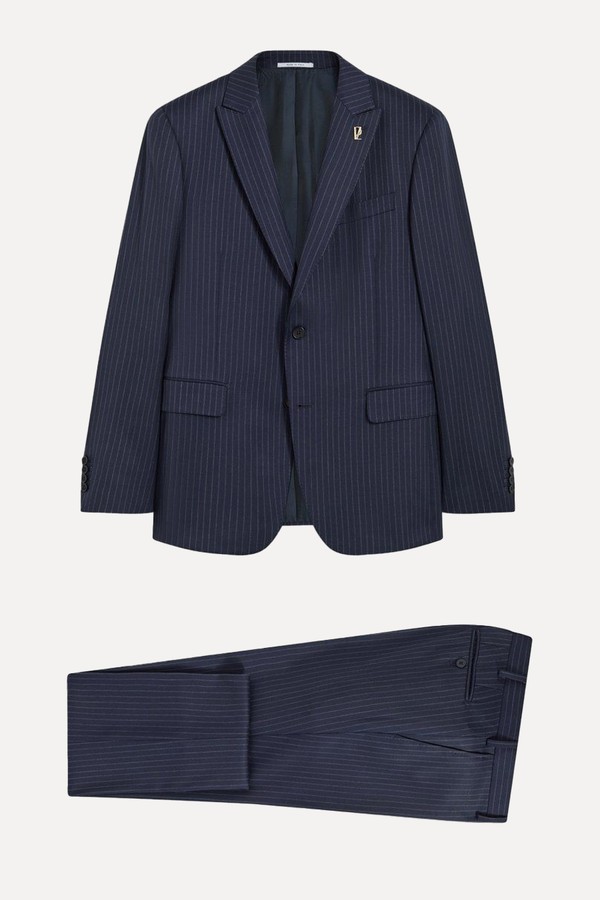 Vicenza Pinstripe Suit In 130's Stretch Wool