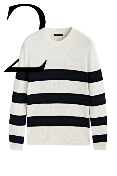 Striped Knit Crew Neck Sweater from Massimo Dutti 