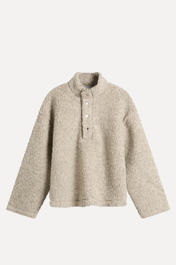 Wool Fleece Quarter Button Up Top from MKI