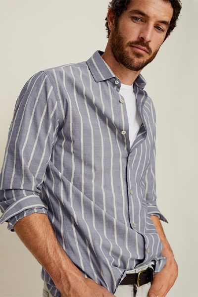 Slim Fit Striped Cotton Shirt