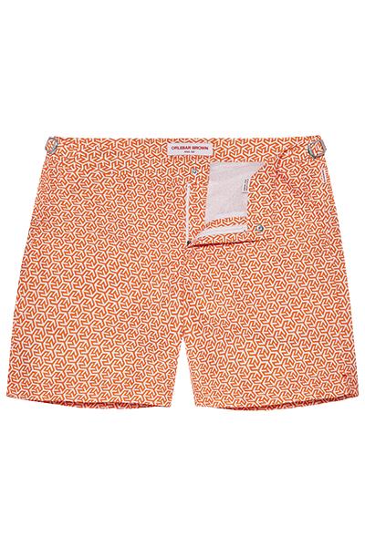 Orange Flash/White Orlando Print Mid-Length Swim Shorts