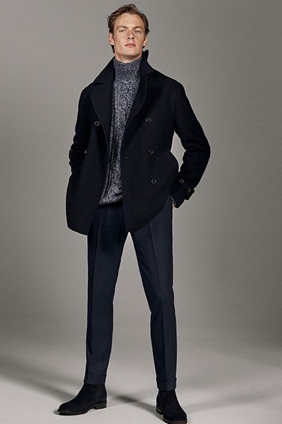 Navy Blue Wool Coat