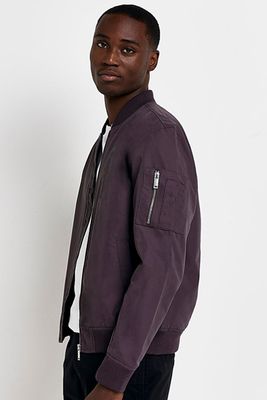 Purple Zip Up Bomber Jacket from River Island