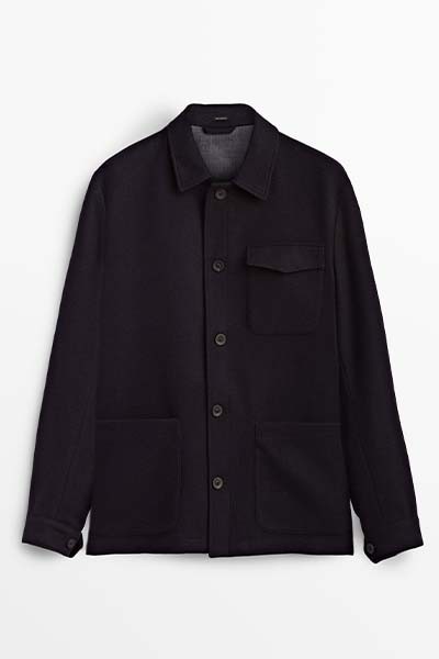 Three-Pocket Wool Overshirt