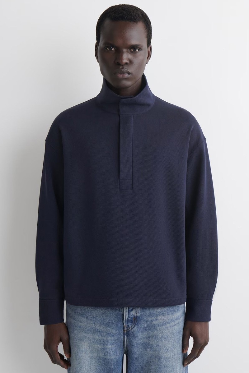 Funnel-Neck Zip-Up Sweatshirt