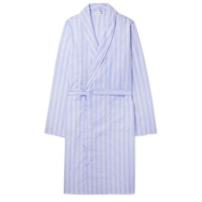 Striped Cotton And Linen-Blend Robe from Hamilton And Hare