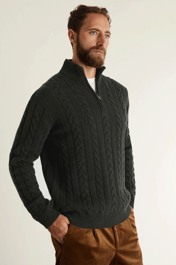 Pure Lambswool Cable Half Zip Jumper