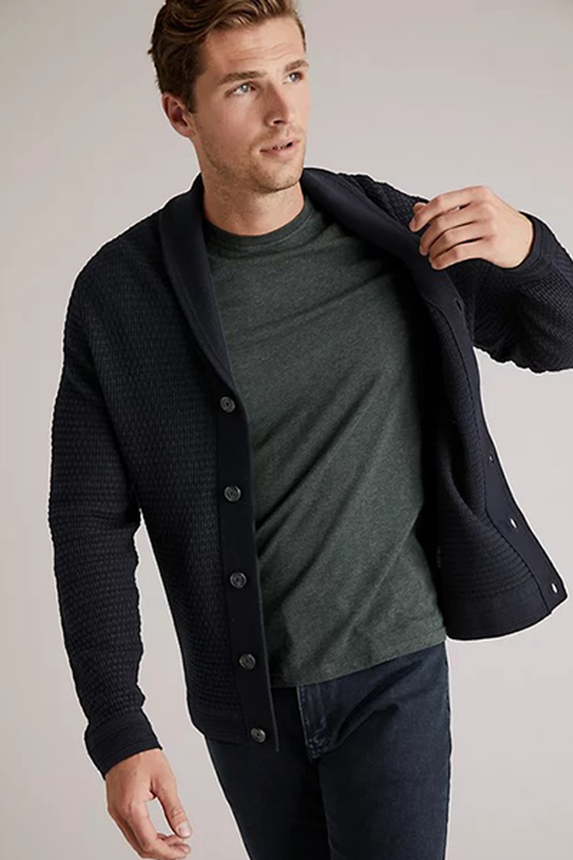 Premium Cotton Shawl Collar Cardigan from M&S