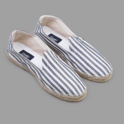 Navy And White Stripe Canvas Espadrilles from Drake’s