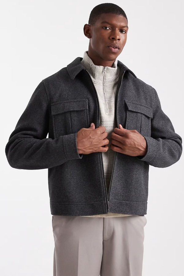 Wool Look Harrington Jacket from ASOS DESIGN
