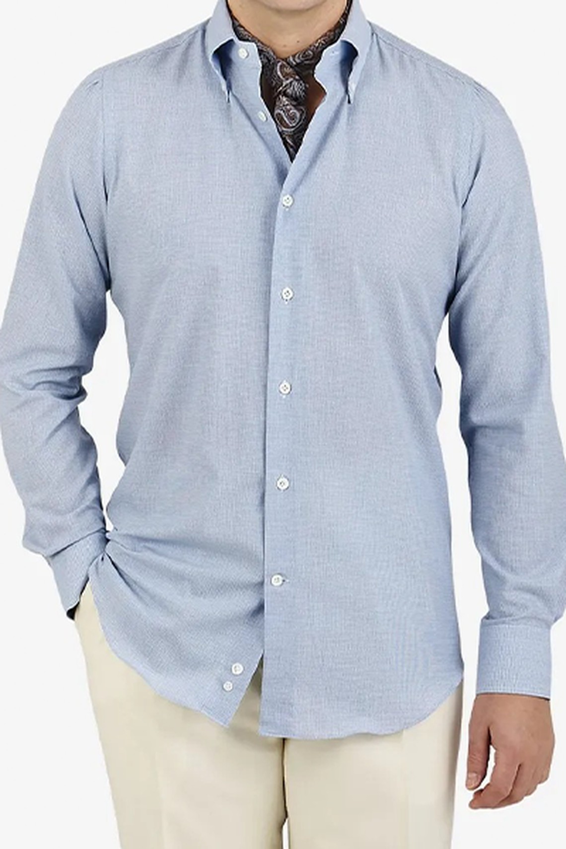 Blue Puppytooth Cotton BD Slim Shirt from Mazzarelli