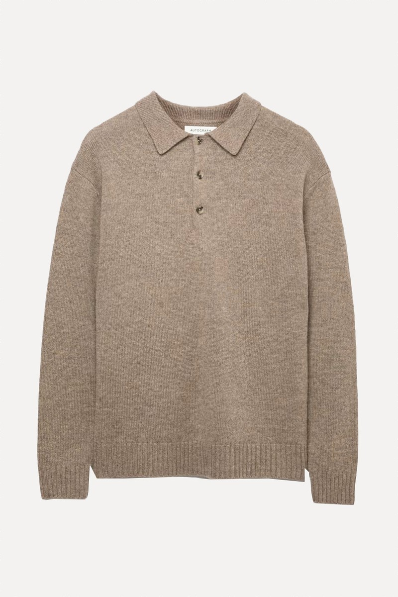 Cashmere & Wool Blend Relaxed Polo Jumper from Marks & Spencer