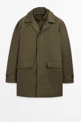 Cotton Trench Jacket With Removable Interior