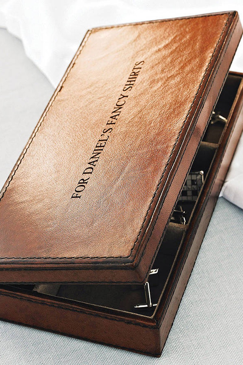 Personalised Leather Cufflink Box from Ginger Rose