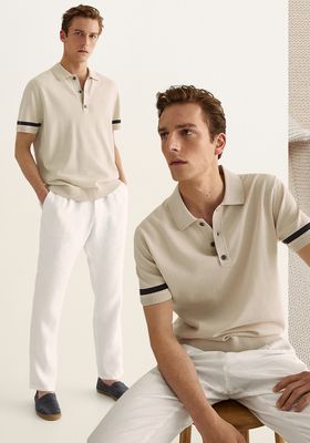 Stripe Knit Short Sleeve Polo Shirt, £39.95 | Massimo Dutti