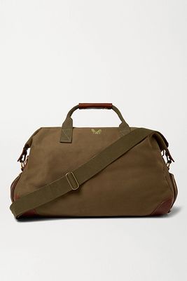 Weekender Leather-Trimmed Cotton-Canvas Holdall from Bennett Winch